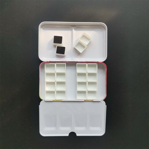 Empty Metal Paint Tin CaseWith 20pcs Half Pans Empty Watercolor Palette White Plastic Magnetic Pans (Yellow with 20pcs Half Pans) in Saudi Arabia