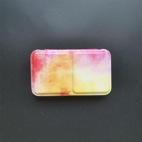 Empty Metal Paint Tin CaseWith 20pcs Half Pans Empty Watercolor Palette White Plastic Magnetic Pans (Yellow with 20pcs Half Pans) in Saudi Arabia