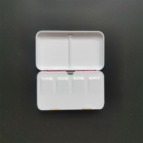 Empty Metal Paint Tin CaseWith 20pcs Half Pans Empty Watercolor Palette White Plastic Magnetic Pans (Yellow with 20pcs Half Pans) in Saudi Arabia