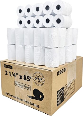 (60 جرامًا) 2.25 2 1/4 × 85 لفات ورق حراري 50 لفة البيانات الأولى FD130 FD50 FD400 FD55 FD100Ti ورق حراري Tranz 420، Verifone Vx510، Vx510LE، Vx570 - Zebra ZQ520/QL420/RW420 طابعة محمولة in Kuwait