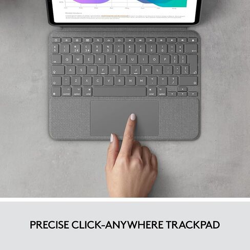 Logitech Combo Touch لجهاز Apple iPad Pro مقاس 11 بوصة (الجيل الأول والثاني والثالث والرابع) حافظة لوحة مفاتيح iPad - لوحة مفاتيح بإضاءة خلفية قابلة للفصل، لوحة تتبع يمكن النقر عليها في أي مكان - رمادي، تصميم أمريكي، مع قطعة قماش، تغليف بالجملة in Saudi Arabia