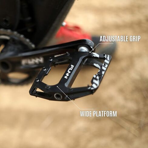 Funn Funndamental Flat Pedals - Wide Platform Bicycle Pedals for BMX/MTB Mountain Bike, Adjustable Grip for Outstanding Stability, 9/16-inch CrMo Axle in Saudi Arabia