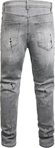 Men Ripped Jeans Fashion Slim Fit Traight Distressed Design Skinny Stretch Comfort Flex Waist Denim Pants in Saudi Arabia