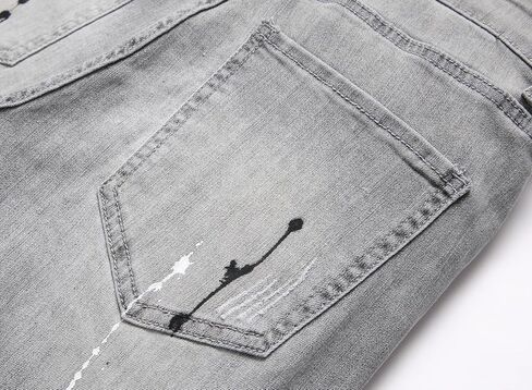 Men Ripped Jeans Fashion Slim Fit Traight Distressed Design Skinny Stretch Comfort Flex Waist Denim Pants in Saudi Arabia