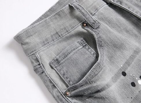 Men Ripped Jeans Fashion Slim Fit Traight Distressed Design Skinny Stretch Comfort Flex Waist Denim Pants in Saudi Arabia