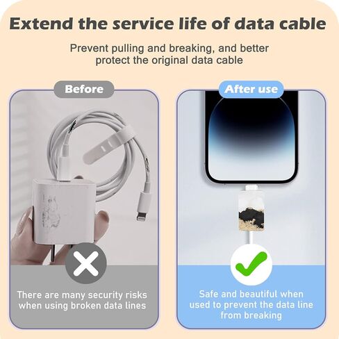حامي الكابل الملون لشاحن iPhone للنساء والفتيات، طباعة لطيفة مع أحبار الألوان المائية الصينية، واقي كابل الهاتف، موفر سلك خط بيانات الشحن، أداة تقطيع الكابل، واقي سلك الكابل in Kuwait