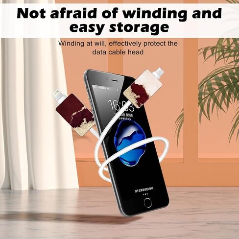 حامي الكابل الملون لشاحن iPhone للنساء والفتيات، طباعة لطيفة مع أحبار الألوان المائية الصينية، واقي كابل الهاتف، موفر سلك خط بيانات الشحن، أداة تقطيع الكابل، واقي سلك الكابل in Kuwait