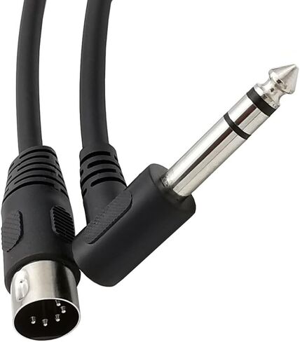 DIN 5 Pin Male to 6.35mm Male Adapter Cable; 8inch 90 Degree Angled 6.35mm 1/4" Jack Plug to 5PIN MIDI DIN Male TRS Stereo Audio Cable for Speaker, Amplifier, Mixe, MIDI Keyboard etc in Saudi Arabia