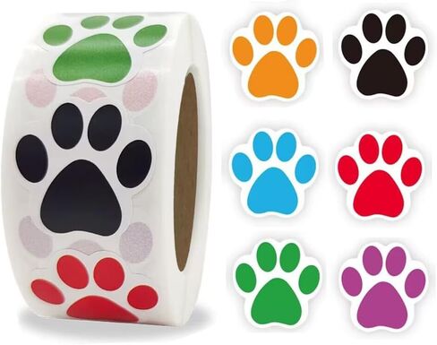 500 قطعة من ملصقات طباعة مخالب الكلب، ملصقات حائط ملونة على شكل مخلب حيوان مقاس 1 بوصة، ملصقات مطبوعة بمخالب ذاتية اللصق للهدايا، تزيين غرفة الحفلات، أختام مغلف، بريد، أطفال الفصول الدراسية (النمط 1) in Kuwait