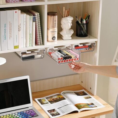 Citylife 2 Packs Self-Adhesive Under Desk Drawer Slide Out Desk Organizers and Accessories, Stick Drawers for Under Desk Drawer Attachment Under Desk Drawer Organizer for Office, Classroom, Home in Kuwait