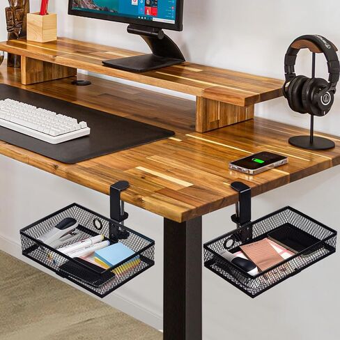 درج تخزين Wetheny تحت المكتب، مشبك دوار مصنوع من سبائك الصلب يدور 360 درجة، حامل قلم منظم سطح المكتب المخفي سهل التركيب، تخزين مستلزمات المكتب المنزلي الفنية in Kuwait