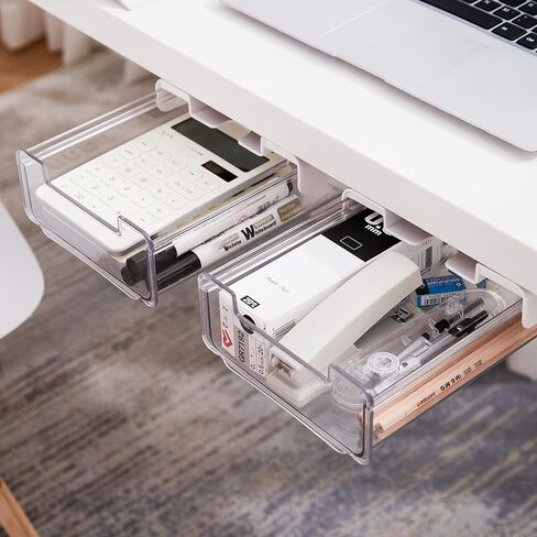 Citylife 4 Packs Self-Adhesive Under Desk Drawer Slide Out Organizers and Accessories for Office, Classroom, Home in Kuwait