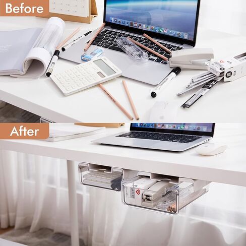 Citylife 4 Packs Self-Adhesive Under Desk Drawer Slide Out Organizers and Accessories for Office, Classroom, Home in Kuwait