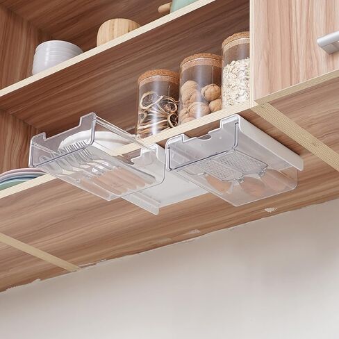 Citylife 4 Packs Self-Adhesive Under Desk Drawer Slide Out Organizers and Accessories for Office, Classroom, Home in Kuwait