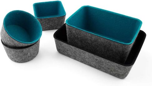 Three by Three Seattle Felt·Like·It! 6x4x2.5 Inch Felt Storage Bin for Office, Craft Room, Classroom, Living Room, Bedroom Storage (Navy) in Saudi Arabia