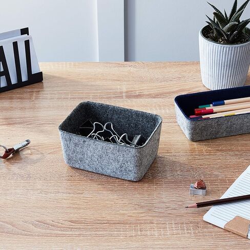 Three by Three Seattle Felt·Like·It! 6x4x2.5 Inch Felt Storage Bin for Office, Craft Room, Classroom, Living Room, Bedroom Storage (Navy) in Saudi Arabia