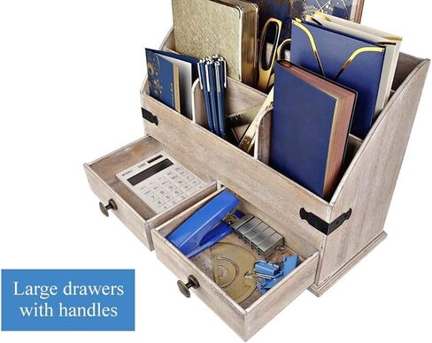 منظم مكتب خشبي كبير الحجم Mini-Hutch مزود بأدراج. ديكور مكتبي ريفي، ملحقات مكتبية ومستلزمات مكتبية. 6 حجرة منظم البريد، منظم الملفات in Kuwait