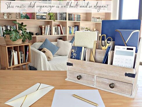 منظم مكتب خشبي كبير الحجم Mini-Hutch مزود بأدراج. ديكور مكتبي ريفي، ملحقات مكتبية ومستلزمات مكتبية. 6 حجرة منظم البريد، منظم الملفات in Kuwait