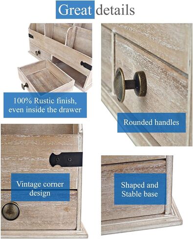 منظم مكتب خشبي كبير الحجم Mini-Hutch مزود بأدراج. ديكور مكتبي ريفي، ملحقات مكتبية ومستلزمات مكتبية. 6 حجرة منظم البريد، منظم الملفات in Kuwait