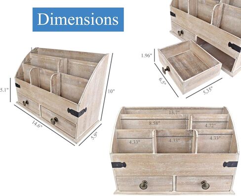 منظم مكتب خشبي كبير الحجم Mini-Hutch مزود بأدراج. ديكور مكتبي ريفي، ملحقات مكتبية ومستلزمات مكتبية. 6 حجرة منظم البريد، منظم الملفات in Kuwait