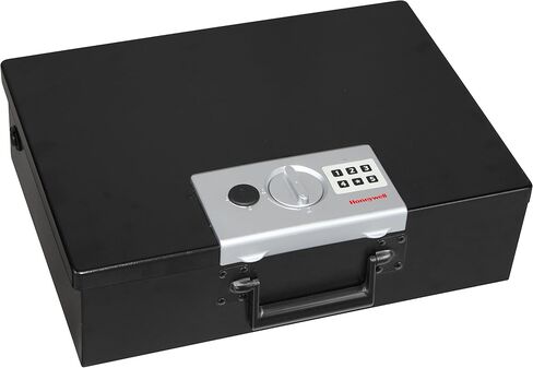 Honeywell Safes & Door Locks - Hideable Money Safe Box with Carry Handle - Fire Resistant Safe Document Box for Home - Metal Box with Digital Lock for Personal Items, Jewelry - 0.48-Cu - Black - 6110 in Saudi Arabia