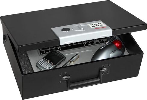 Honeywell Safes & Door Locks - Hideable Money Safe Box with Carry Handle - Fire Resistant Safe Document Box for Home - Metal Box with Digital Lock for Personal Items, Jewelry - 0.48-Cu - Black - 6110 in Saudi Arabia