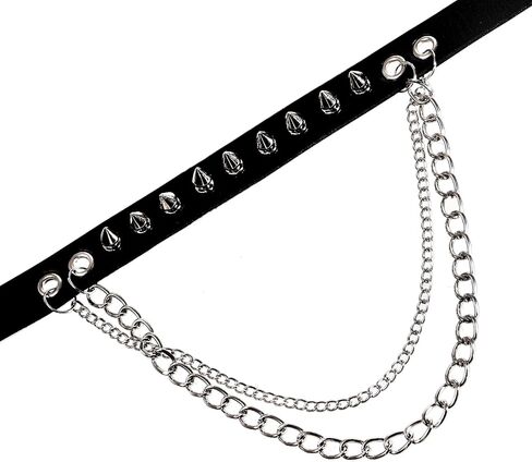 6 PCS Punk Studded Necklace Bracelet Set, Leather Gothic Rivet Choker and Wristband, Adjustable Rock Choker Bangle with Snap Button, Cool Spike Biker Accessories for Halloween Cosplay Party in Saudi Arabia