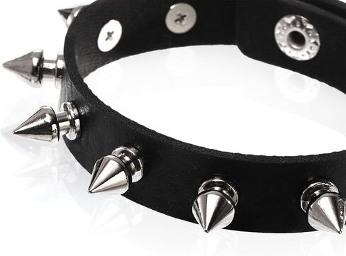 6 PCS Punk Studded Necklace Bracelet Set, Leather Gothic Rivet Choker and Wristband, Adjustable Rock Choker Bangle with Snap Button, Cool Spike Biker Accessories for Halloween Cosplay Party in Saudi Arabia