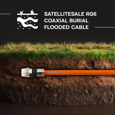 SatelliteSale خارجي RG6 محوري 1800 ميجا هرتز كابل الدفن المغمور تحت الأرض سلك عالمي سلك بولي إيثيلين برتقالي 10 أقدام in Kuwait
