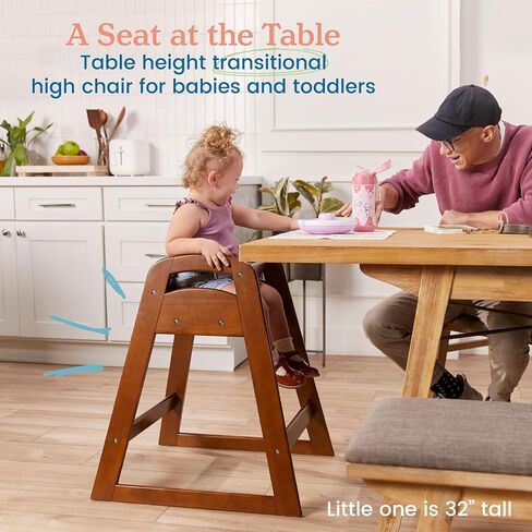 ECR4Kids ASATT High Chair, Toddler Chair, Dark Walnut in Saudi Arabia