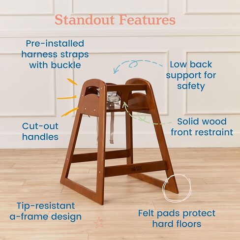 ECR4Kids ASATT High Chair, Toddler Chair, Dark Walnut in Saudi Arabia