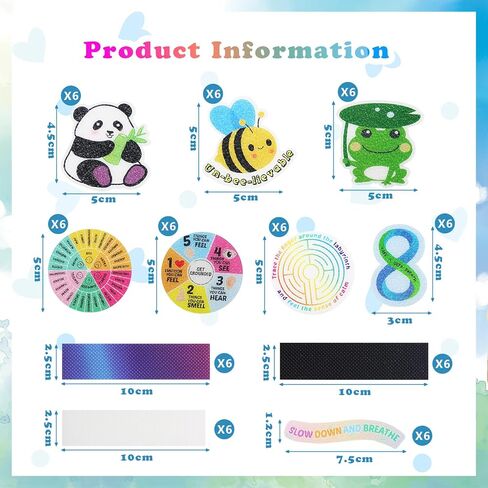 66 قطعة من الملصقات الحسية Scettar، ملصقات حسية للقلق، ملصقات تهدئة المزاج، شرائط تهدئة للملصقات الحسية القلق، ملصقات تهدئة للأطفال، ملصقات زن باتش لتهدئة المزاج للأطفال in Kuwait