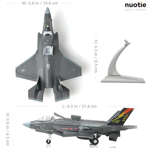 NUOTIE F-35B Lightning II 1:72 مجموعة نماذج مقاتلة من سلاح الجو الملكي نموذج طائرة مصبوبة مع دعامة، هدية للطيارين العسكريين (F-35B 138EAW) in Kuwait