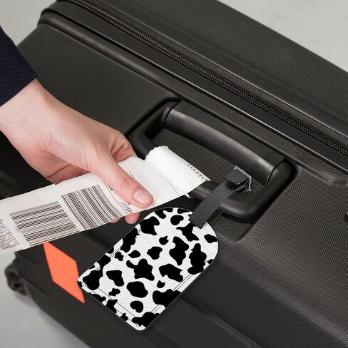 Travel Luggage Tag with Name ID Card Cow Pattern Print Baggage Tags,2 Pack PU Leather Suitcase Tag Set for Teenagers, 4.5x2.75 Inch in Saudi Arabia