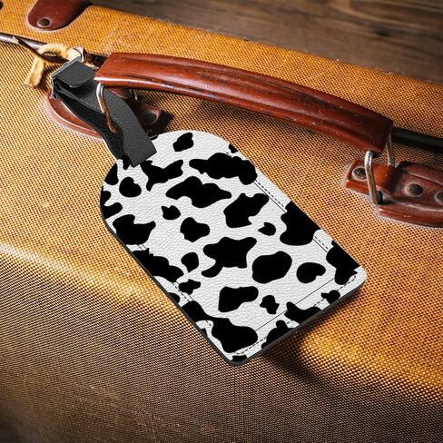 Travel Luggage Tag with Name ID Card Cow Pattern Print Baggage Tags,2 Pack PU Leather Suitcase Tag Set for Teenagers, 4.5x2.75 Inch in Saudi Arabia