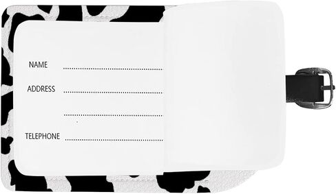 Travel Luggage Tag with Name ID Card Cow Pattern Print Baggage Tags,2 Pack PU Leather Suitcase Tag Set for Teenagers, 4.5x2.75 Inch in Saudi Arabia