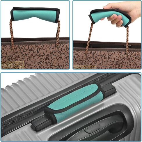 PATIKIL Luggage Handle Wrap, 6 Pack Neoprene Handbag Grip Cover Protector Identifier with Hook and Loop for Suitcase Grocery Shopping Bag, Lake Blue in Kuwait
