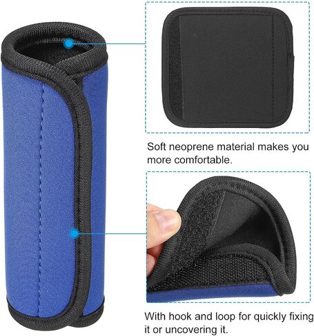 PATIKIL Luggage Handle Wrap, 6 Pack Neoprene Handbag Grip Cover Protector Identifier with Hook and Loop for Suitcase Grocery Shopping Bag, Lake Blue in Kuwait