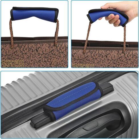 PATIKIL Luggage Handle Wrap, 6 Pack Neoprene Handbag Grip Cover Protector Identifier with Hook and Loop for Suitcase Grocery Shopping Bag, Lake Blue in Kuwait