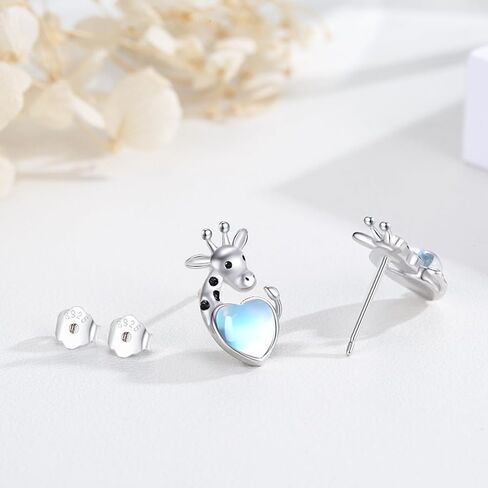 TRISHULA أقراط الزرافة هدية التخرج 925 فضة الزرافة أقراط Moonstone أقراط الحيوان أقراط الزرافة للنساء الفتيات in Saudi Arabia