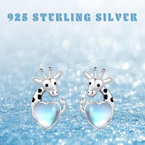 TRISHULA أقراط الزرافة هدية التخرج 925 فضة الزرافة أقراط Moonstone أقراط الحيوان أقراط الزرافة للنساء الفتيات in Saudi Arabia