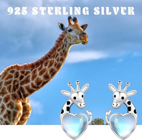TRISHULA أقراط الزرافة هدية التخرج 925 فضة الزرافة أقراط Moonstone أقراط الحيوان أقراط الزرافة للنساء الفتيات in Saudi Arabia