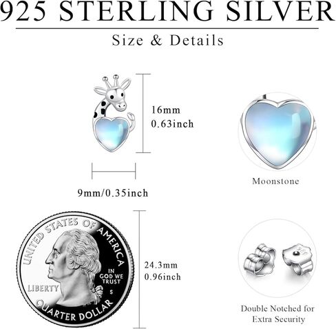 TRISHULA أقراط الزرافة هدية التخرج 925 فضة الزرافة أقراط Moonstone أقراط الحيوان أقراط الزرافة للنساء الفتيات in Saudi Arabia
