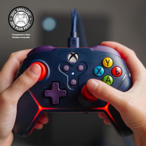 Wired Controller for Xbox Series X|S, Xbox One & Windows 10/11 PC - Junior Controller with LED Lighting, Non-Slip Grip, Rumble Feedback - Surge Livewire Microwatt (Blue) in Kuwait