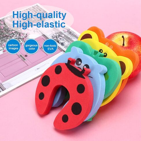 6PCS Finger Pinch Guard+5PCS Colorful Door Stopper Wall Protector, Baby Proofing Doors Made with Soft Foam Cushion Yet Durable,Cartoon Animal Door Stopper, Prevent Finger Pinch Injuries in Kuwait