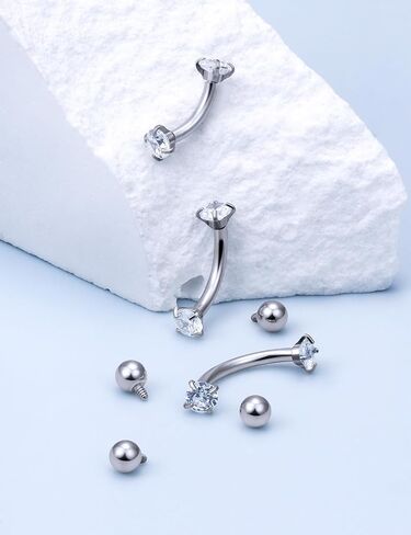Dyknasz Internally Threaded Eyebrow Piercing Jewelry Surgical Steel Curved Barbell Tiny Eyebrow Ring Vertical Labret Lip Jewelry Ear Rook Navel Small Belly Button Ring for Women Men 16g 6mm/8mm/10mm in Saudi Arabia