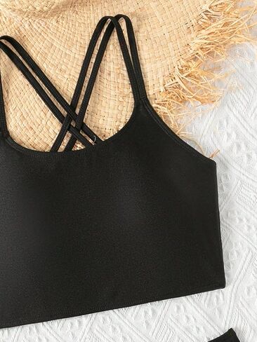 Girl's 2 Piece Bathing Suit Criss Cross Spaghetti Strap High Waisted Swimsuit Cute Bikini Set in Saudi Arabia