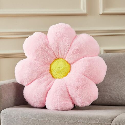 17.7In Cute White Daisy Flower Shaped Kids Throw Pillow Flower Throw Pillow Floor Pillow Cushion Sunflower Pillow Decorative Pillow for Kids Teens Tweens Girls. in Saudi Arabia