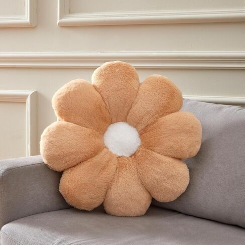 17.7In Cute White Daisy Flower Shaped Kids Throw Pillow Flower Throw Pillow Floor Pillow Cushion Sunflower Pillow Decorative Pillow for Kids Teens Tweens Girls. in Saudi Arabia