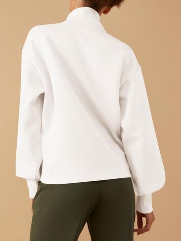 Fisoew Womens Casual Half Zip Sweatshirts Twist Front Long Sleeve Sweatshirt High Neck Loose Fit Pullover Tops in Saudi Arabia